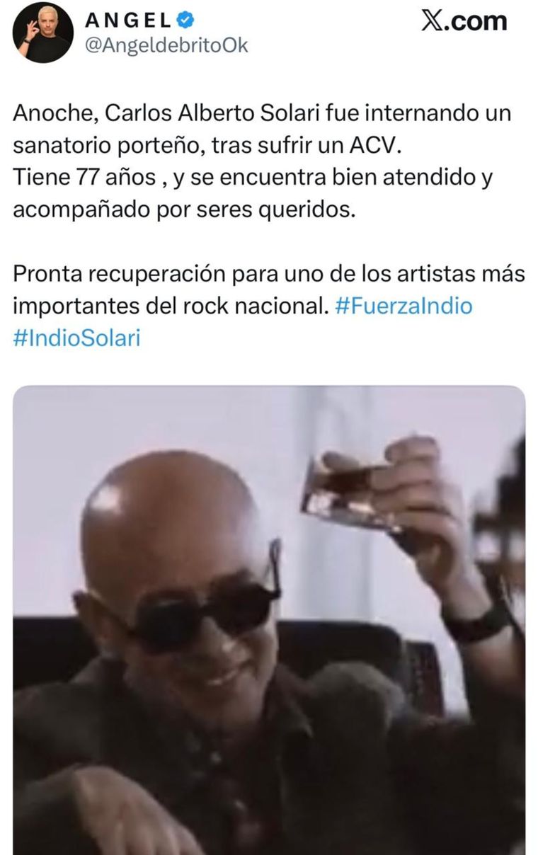 Ángel de Brito aseguró que el músico tuvo un ACV. Ángel de Brito aseguró que el músico tuvo un ACV.