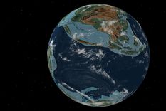 Captura de pantalla del mapa interactivo de deriva continental, creado por Ian Webster. Foto: dinosaurpictures.org