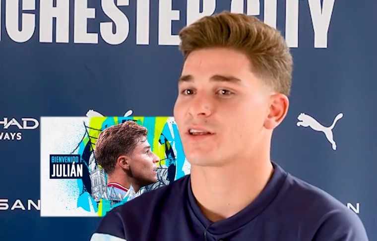 Julián Álvarez El delantero fue presentado en el Manchester City.