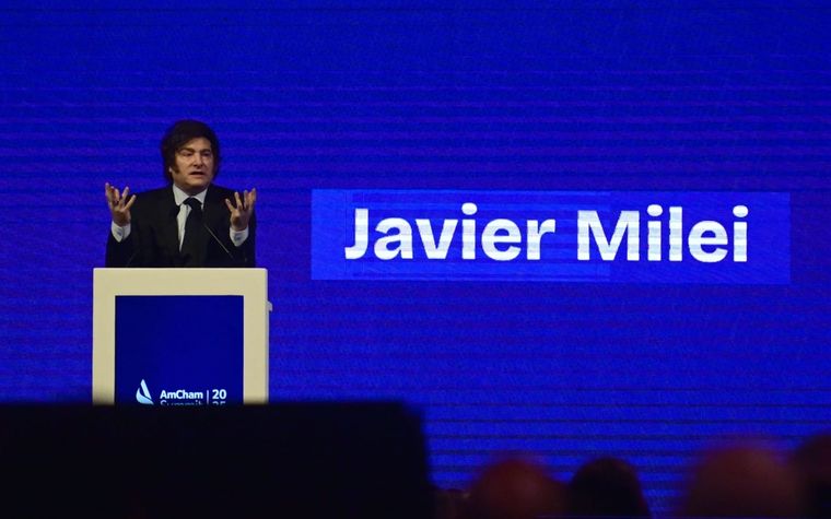 El presidente Javier Milei también había hablado contra el aborto durante su exposición en el evento de AmCham. Foto: Noticias Argentinas