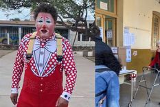El payaso candidato y la mujer centenaria. Foto: NA El payaso candidato y la mujer centenaria. Foto: NA