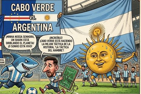 Diario Expresso das Ilhas de Cabo Verde cuenta la efervescencia absoluta en todo el país (o archipiélago), tras la clasificación de los Tiburones Azules, que ahora enfrentan a Argentina. Diario Expresso das Ilhas de Cabo Verde cuenta la efervescencia absoluta en todo el país (o archipiélago), tras la clasificación de los Tiburones Azules, que ahora enfrentan a Argentina.
