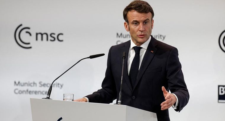 Emmanuel Macron en su intervención de ayer en Múnich Foto: AFP