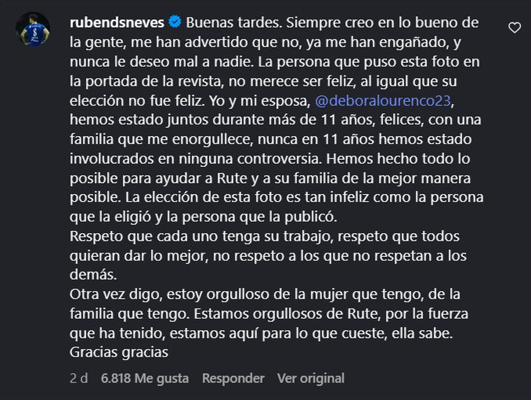 Rúben Neves manifestó su indignación en Instagram. Rúben Neves manifestó su indignación en Instagram.