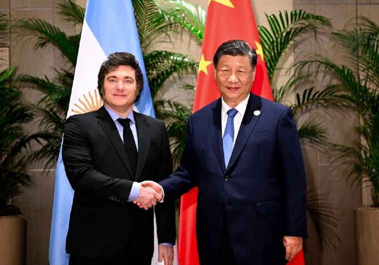 Milei y el presidente chino Xi Jinping durante la cumbre del G20 de noviembre de 2024. Foto: Noticias Argentinas