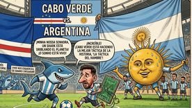 Diario Expresso das Ilhas de Cabo Verde cuenta la efervescencia absoluta en todo el país (o archipiélago), tras la clasificación de los Tiburones Azules, que ahora enfrentan a Argentina. Diario Expresso das Ilhas de Cabo Verde cuenta la efervescencia absoluta en todo el país (o archipiélago), tras la clasificación de los Tiburones Azules, que ahora enfrentan a Argentina.