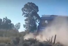 Una formación chocó y arrastró a un auto en Santa Rosa Foto: Captura de video