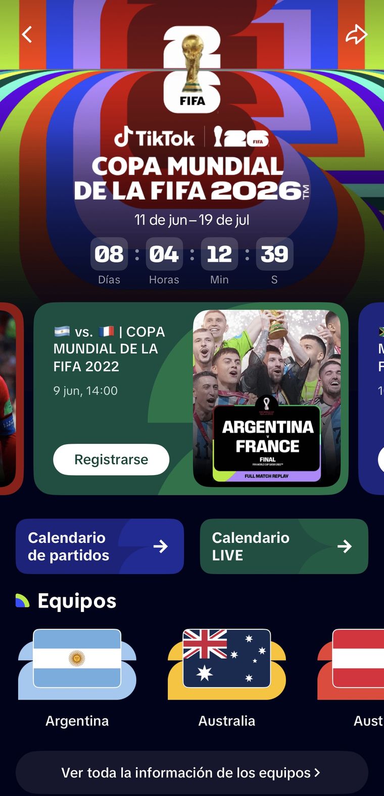 El Mundial 2026 se podrá seguir a través de TikTok. El Mundial 2026 se podrá seguir a través de TikTok.