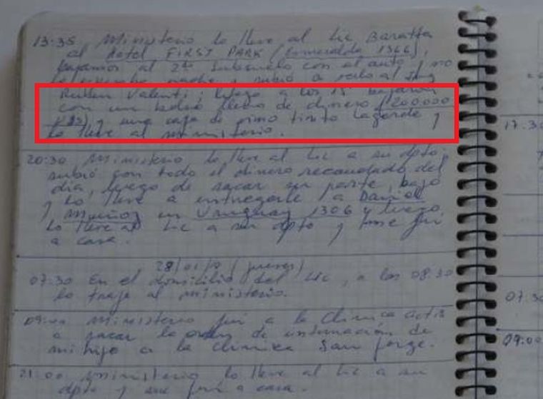 Una de las anotaciones con un pago de 200 mil dólares ejecutados por los representantes de IMPSA. Una de las anotaciones con un pago de 200 mil dólares ejecutados por los representantes de IMPSA.