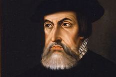Retrato de Cortés del siglo XVIII basado en el enviado por el conquistador a&nbsp;Paolo Giovio. Fuente: Wikipedia