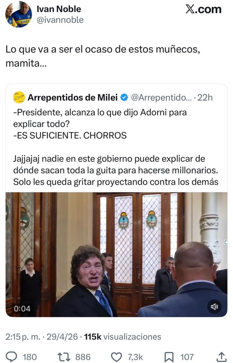 El posteo del cantante en X. El posteo del cantante en X.