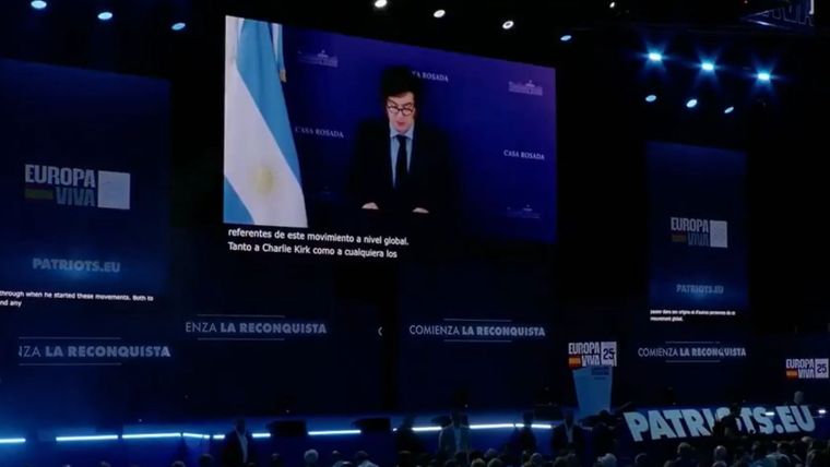 El video que grabó Javier Milei y que se reprodujo en Europa Viva 2025.