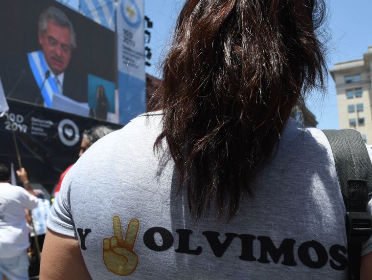 Asunción de Alberto Fernández en la Plaza de Mayo. Foto: Télam