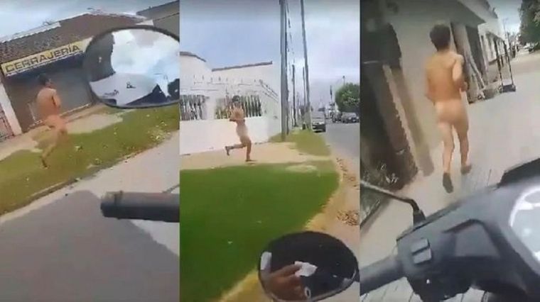 El ladrón fue desnudado y filmado Foto: Redes sociales / @CabaleiroDNoite