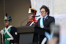 El Presidente Javier Milei en el Cabildo de la Ciudad de Córdoba, en el marco del acto por el 214° Aniversario de la Revolución de Mayo Foto: NA