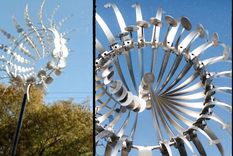 De izquierda a derecha: escultura del municipio de San Rafael y una de las esculturas de Anthony Howe.