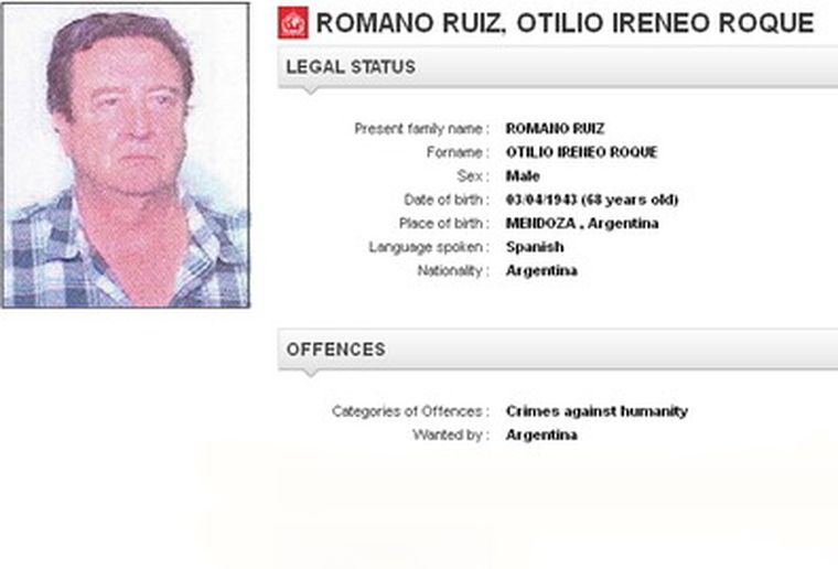 Otilio Romano con pedido de captura. Foto: Interpol