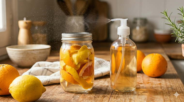 Las cáscaras de cítricos pueden reutilizarse para crear aromatizantes naturales y multiusos caseros. Foto: Gemini IA