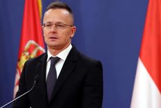 Peter Szijjarto, ministro de Exteriores de Hungría, confrontó a Ucrania. Foto Efe