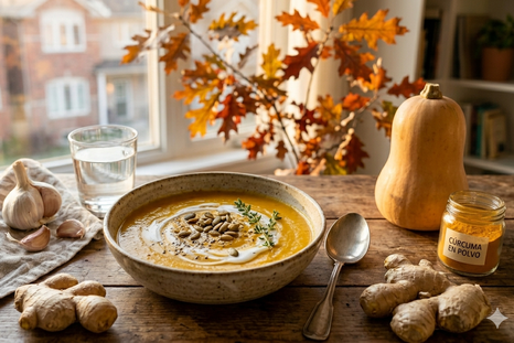 Sopa crema de calabaza. Fuente: IA Gemini Sopa crema de calabaza. Fuente: IA Gemini