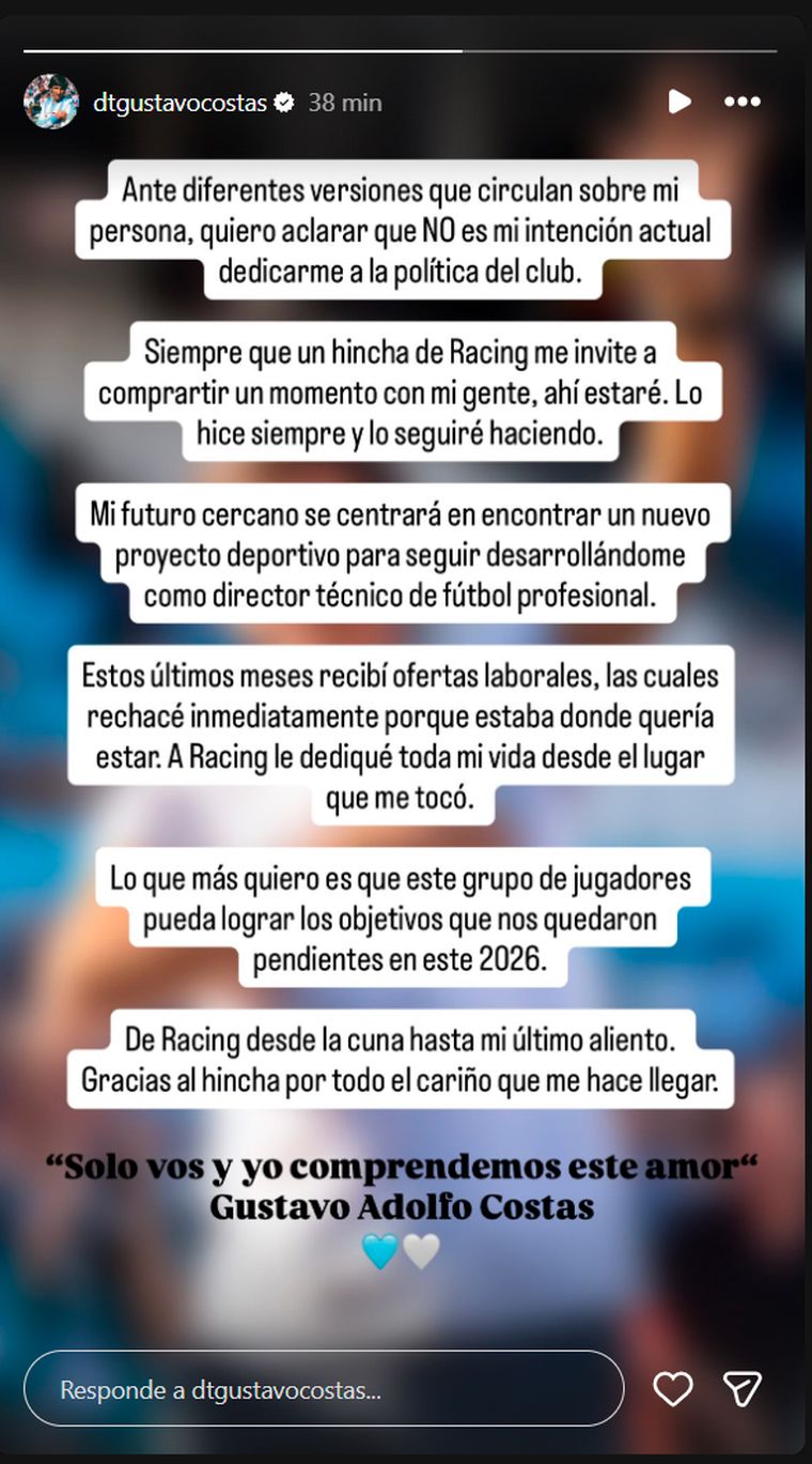 Costas desmintió los rumores en su cuenta de Instagram. Costas desmintió los rumores en su cuenta de Instagram.