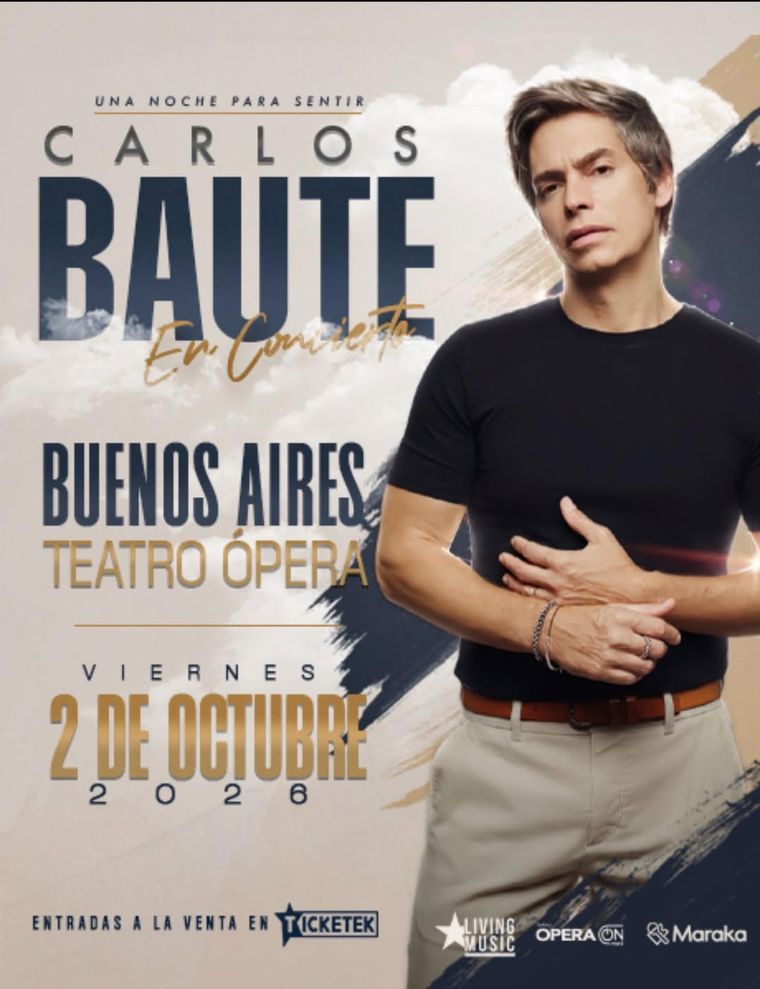 Carlos Baute dará un show en el Teatro Ópera de Buenos Aires el 2 de octubre. Carlos Baute dará un show en el Teatro Ópera de Buenos Aires el 2 de octubre.