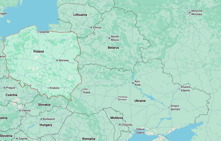 Polonia limita con Ucrania y Lituania. Polonia limita con Ucrania y Lituania.