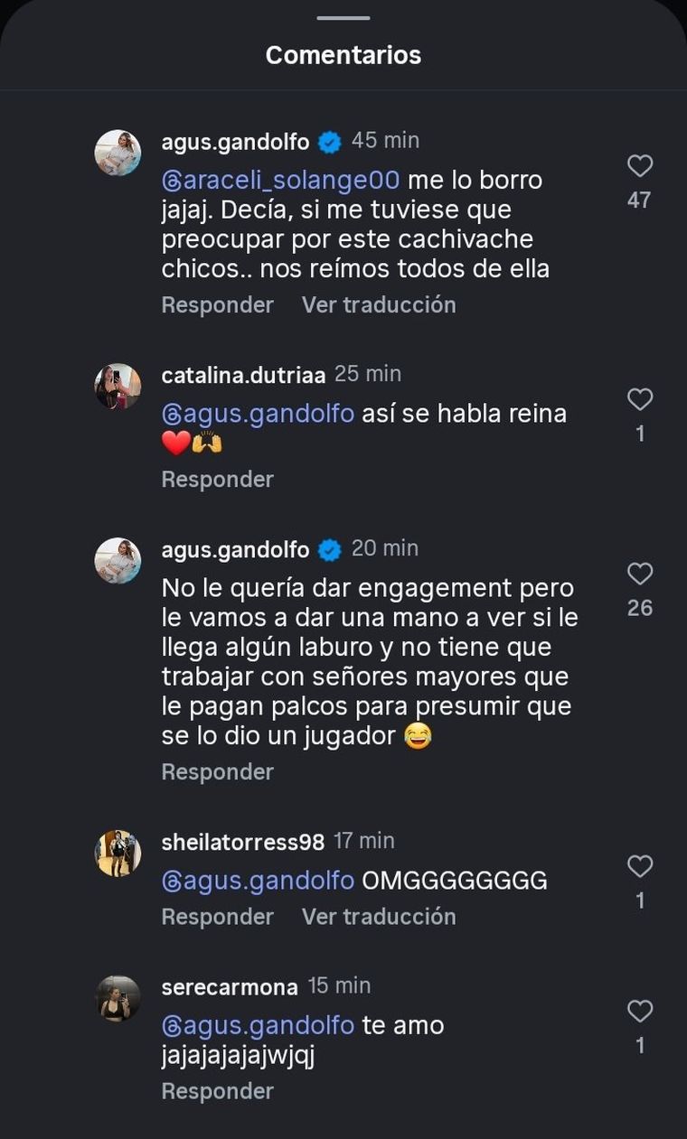 Agus Gandolfo no titubeó y usó sus redes sociales para responderle a la polémica influencer. Agus Gandolfo no titubeó y usó sus redes sociales para responderle a la polémica influencer.