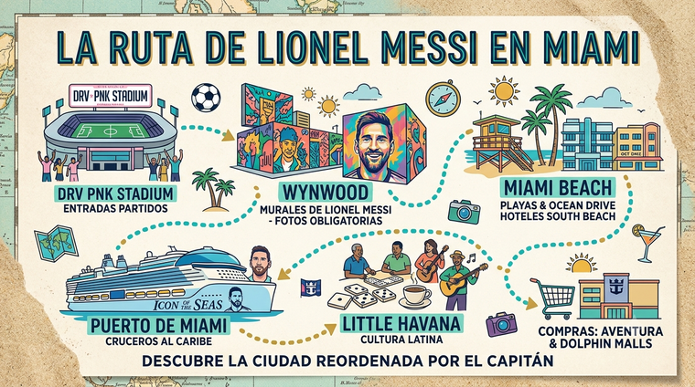 Un recorrido por Miami en los pies de Messi. Un recorrido por Miami en los pies de Messi.