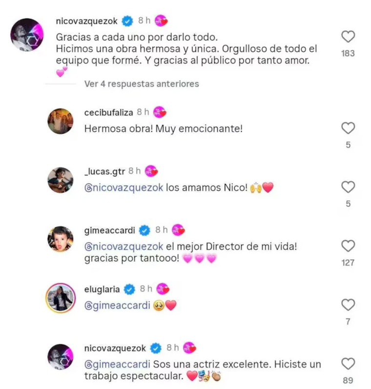 El ida y vuelta de Nicolás Vázquez con Gimena Accardi. Foto: NA. El ida y vuelta de Nicolás Vázquez con Gimena Accardi. Foto: NA.