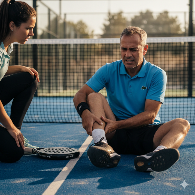 Hay que cuidarse de las lesiones en el pádel. Fuente. IA Gemini. Hay que cuidarse de las lesiones en el pádel. Fuente. IA Gemini.