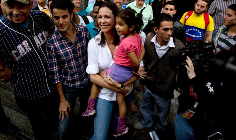 Corina Machado en Venezuela Foto: AP