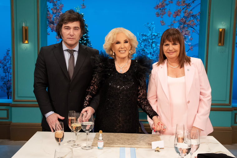 Javier Milei y Patricia Bullrich junto a Mirtha Legrand Foto: @mirthalegrand