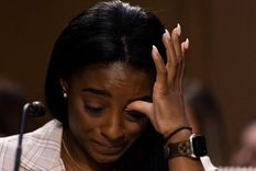 Foto: GRAEME JENNINGS-POOL/GETTY IMAGES. Biles, en su declaración al Senado.