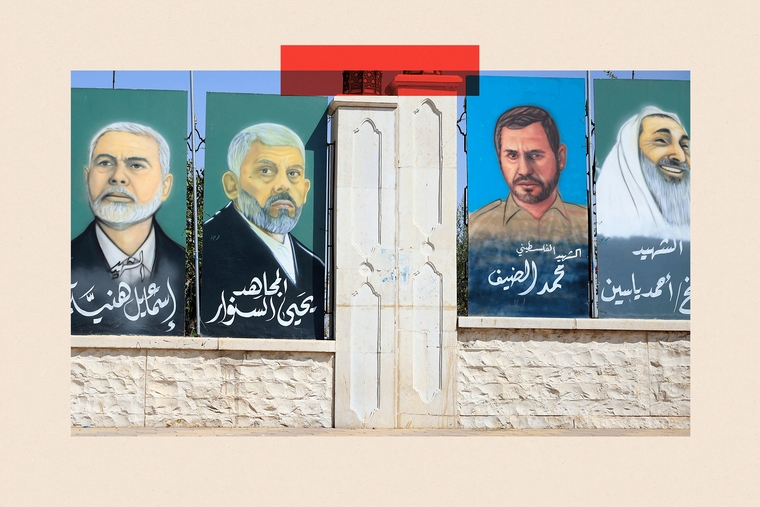 Muchas de las figuras políticas y militares clave del grupo muertas. (De izq. a der.) Ismail Haniyeh, Yahya Sinwar, Mohammed Deif y el jeque Ahmed Yassin.