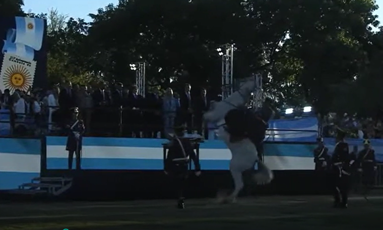 El momento en que se retobó el caballo y tiró al granadero.