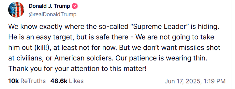 El posteo de Trump que contribuyó a la escalada del conflicto. El posteo de Trump que contribuyó a la escalada del conflicto.