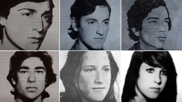 Daniel Racero, Horacio Ungaro, Claudio de Acha, Francisco López Muntaner, María Clara Ciocchini y María Claudia Falcone, secuestrados y desaparecidos en La Noche de los Lápices. Daniel Racero, Horacio Ungaro, Claudio de Acha, Francisco López Muntaner, María Clara Ciocchini y María Claudia Falcone, secuestrados y desaparecidos en La Noche de los Lápices.