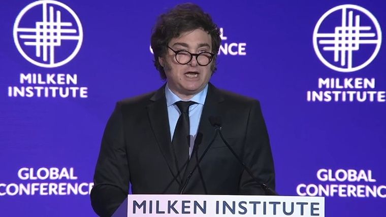 Javier Milei dio un discurso en el Instituto Milken Foto: Captura de video