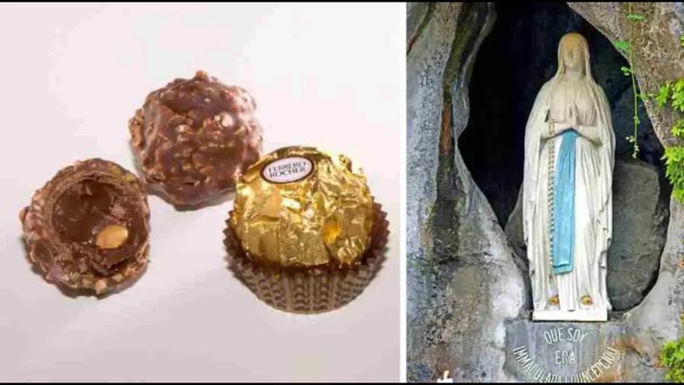 El nombre mismo, Ferrero Rocher, hace referencia a la gruta de Massabielle, donde la Virgen de Lourdes se apareció a Santa Bernardita Soubirous en 1858. Foto: Gentileza