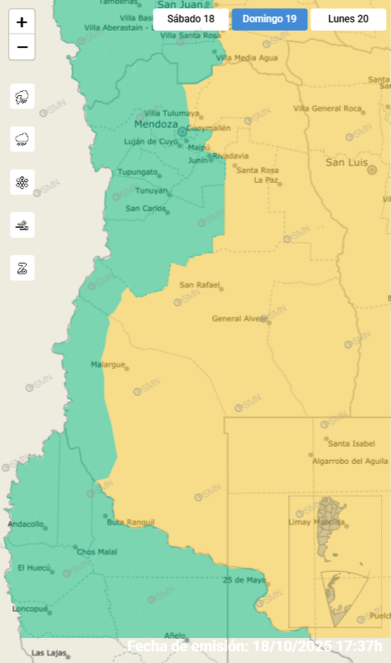 Gran parte de Mendoza está bajo alerta meteorológica. Gran parte de Mendoza está bajo alerta meteorológica.