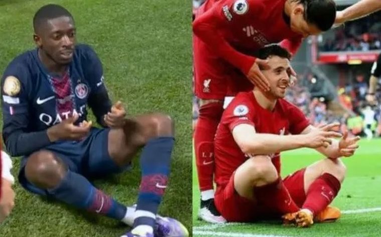 Luego de celebrar el tanto con el que selló la clasificación del PSG a la final, Dembelé se acordó de Diogo Jota. Foto: captura Luego de celebrar el tanto con el que selló la clasificación del PSG a la final, Dembelé se acordó de Diogo Jota. Foto: captura