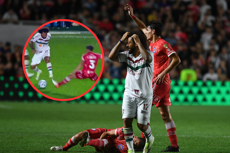 Marcelo no lo podía creer: escalofriante lesión de Sánchez, de Argentinos, ante Fluminense Foto: Télam