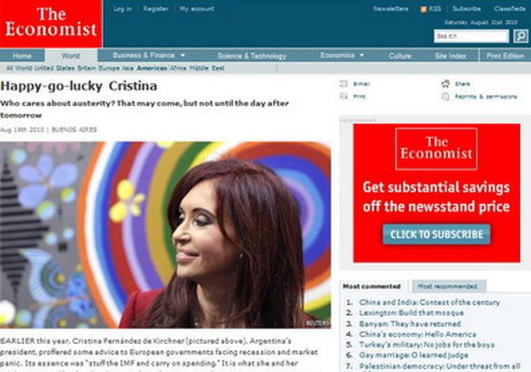 La alegre y despreocupada Cristina, tituló The Economist. Foto: Web