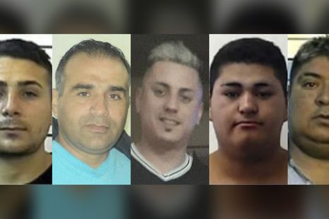 De izquierda a derecha, los cinco condenados: Gustavo Rivero, Cristian Rivero, Walter Sáez, Maximiliano Martínez Llaneza y Ricardo Andrada. Foto: MDZ. De izquierda a derecha, los cinco condenados: Gustavo Rivero, Cristian Rivero, Walter Sáez, Maximiliano Martínez Llaneza y Ricardo Andrada. Foto: MDZ.