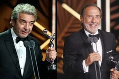 Ricardo Darín y Guillermo Francella, en un particular estreno simultáneo Foto: Captura TV