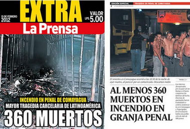 Los diarios hondureños, con ediciones extra por la tragedia.
