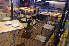 Así quedó la pizzería tras el hecho. Así quedó la pizzería tras el hecho.
