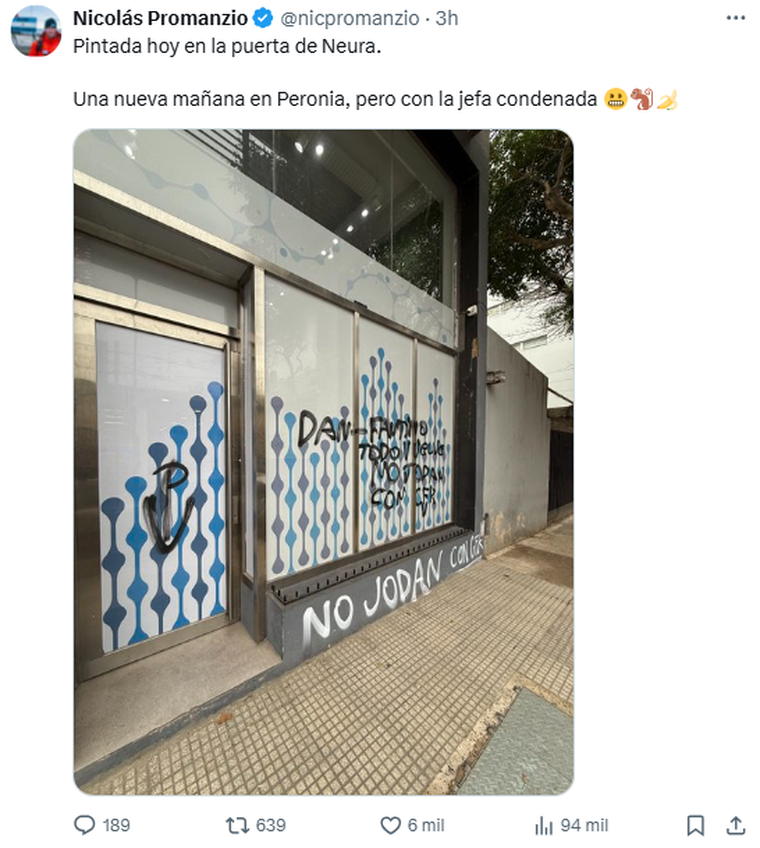 El posteo de uno de los periodistas de Neura. Foto: captura de pantalla X/ @nicpromanzio. 
