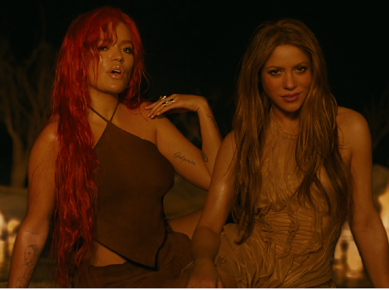 KAROL G, SHAKIRA LAS CANTANTES LANZARON TQG EN FEBRERO Foto: CAPTURA VIDEO TQG